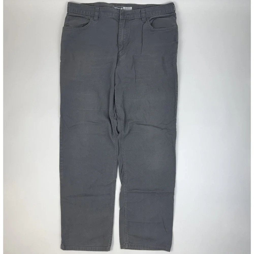Mens Carhartt Relaxed Straight Rigby Relaxed Fit Gray Work Pants Size 38x34 GUC